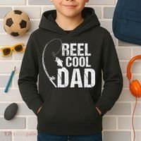 Reel Cool Dad Fishing Themed Graphic Kids Hoodie thumb 2