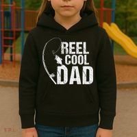 Reel Cool Dad Fishing Themed Graphic Kids Hoodie thumb 3