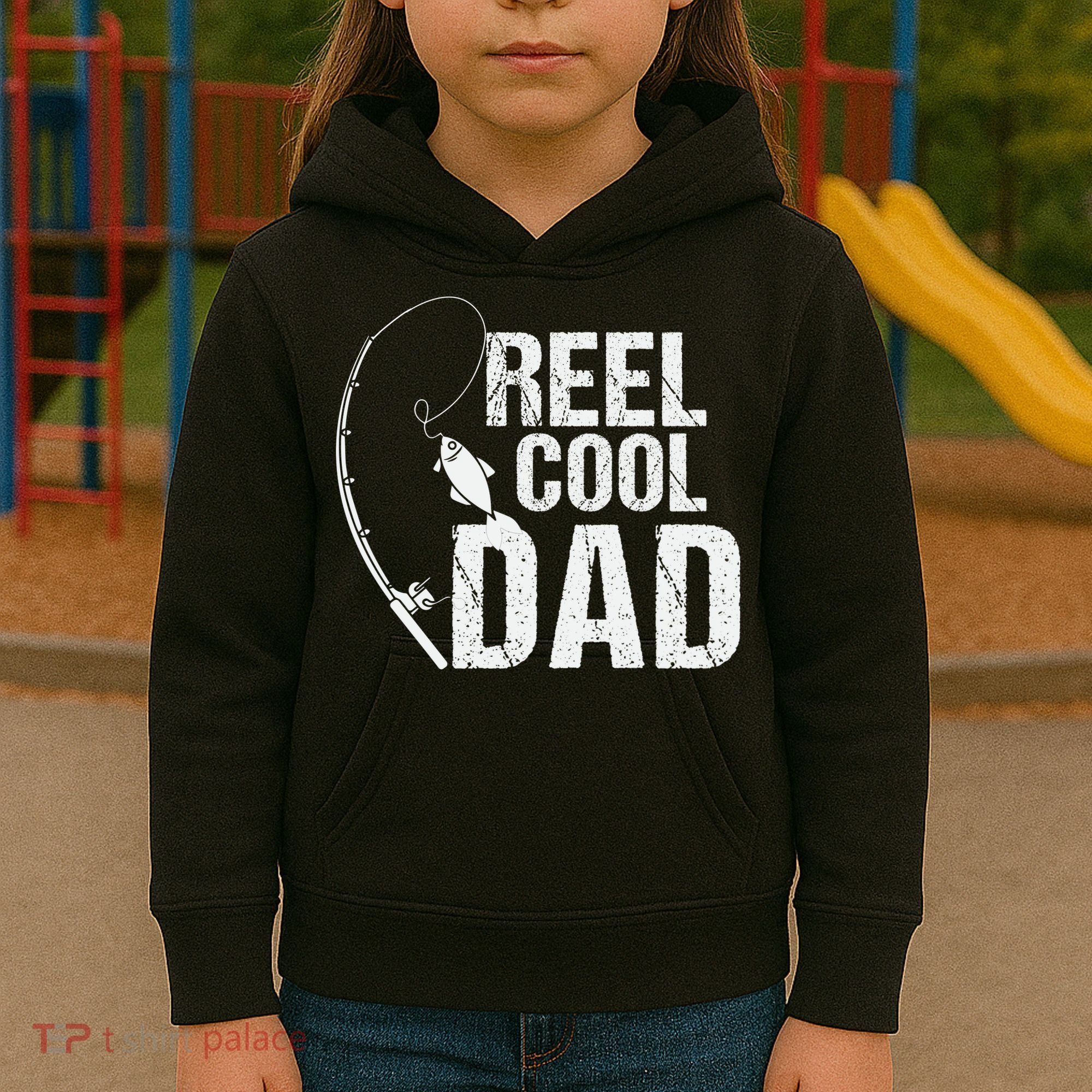 Reel Cool Dad Fishing Themed Graphic Kids Hoodie