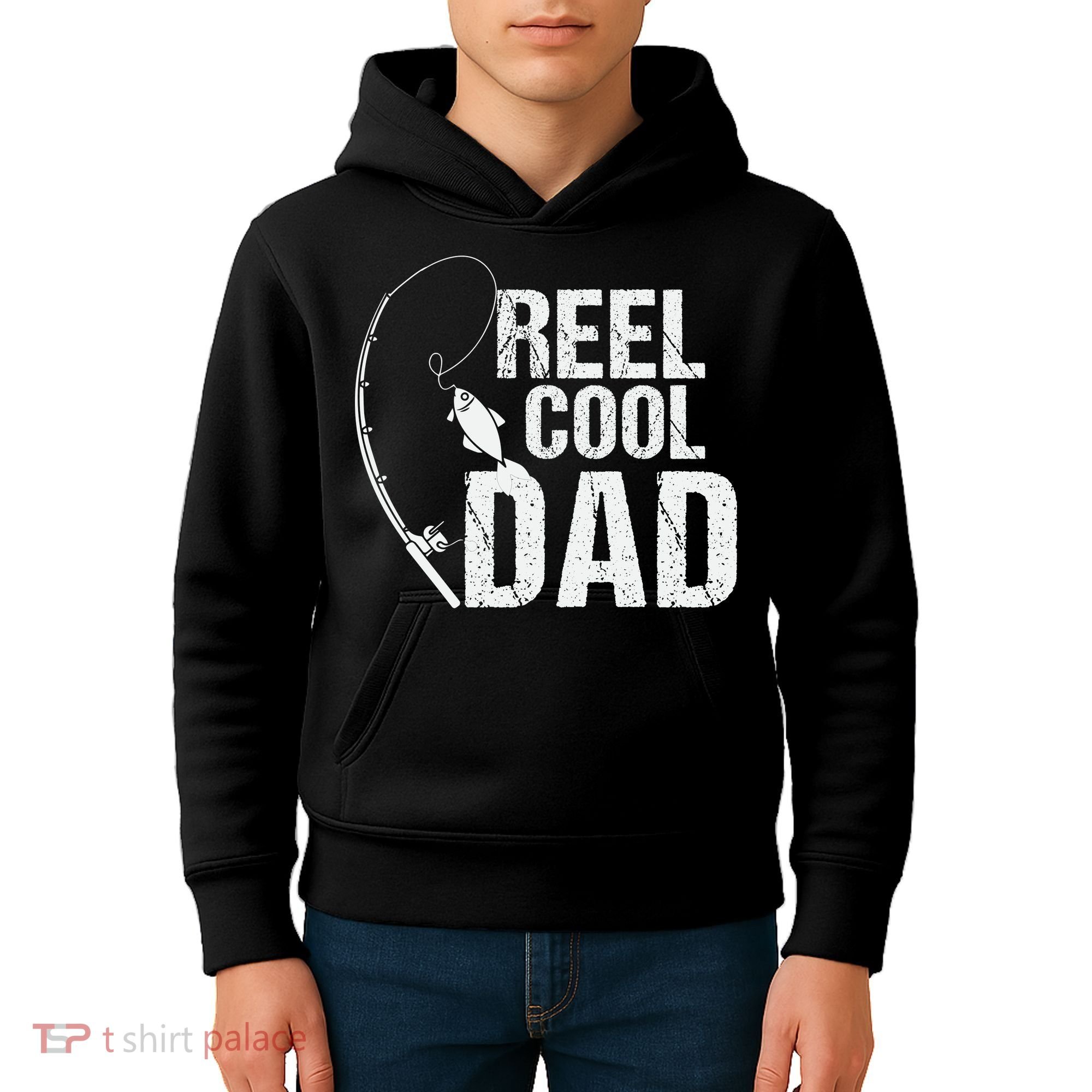 Reel Cool Dad Fishing Themed Graphic Kids Hoodie