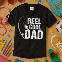 Reel Cool Dad Fishing Themed Graphic Kids T-Shirt thumb 3