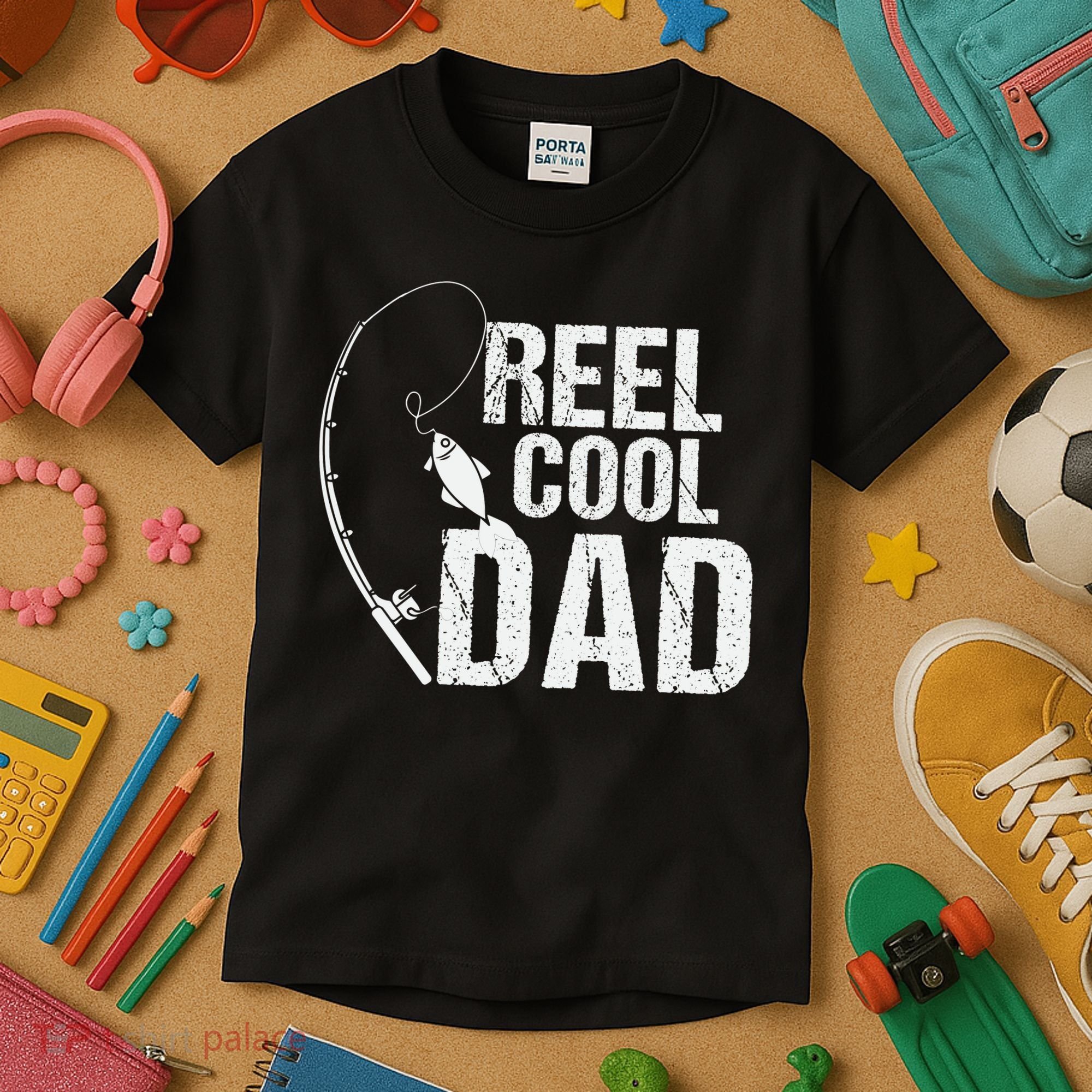 Reel Cool Dad Fishing Themed Graphic Kids T-Shirt