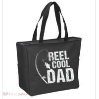 Reel Cool Dad Fishing Themed Graphic Tote Bag thumb 2
