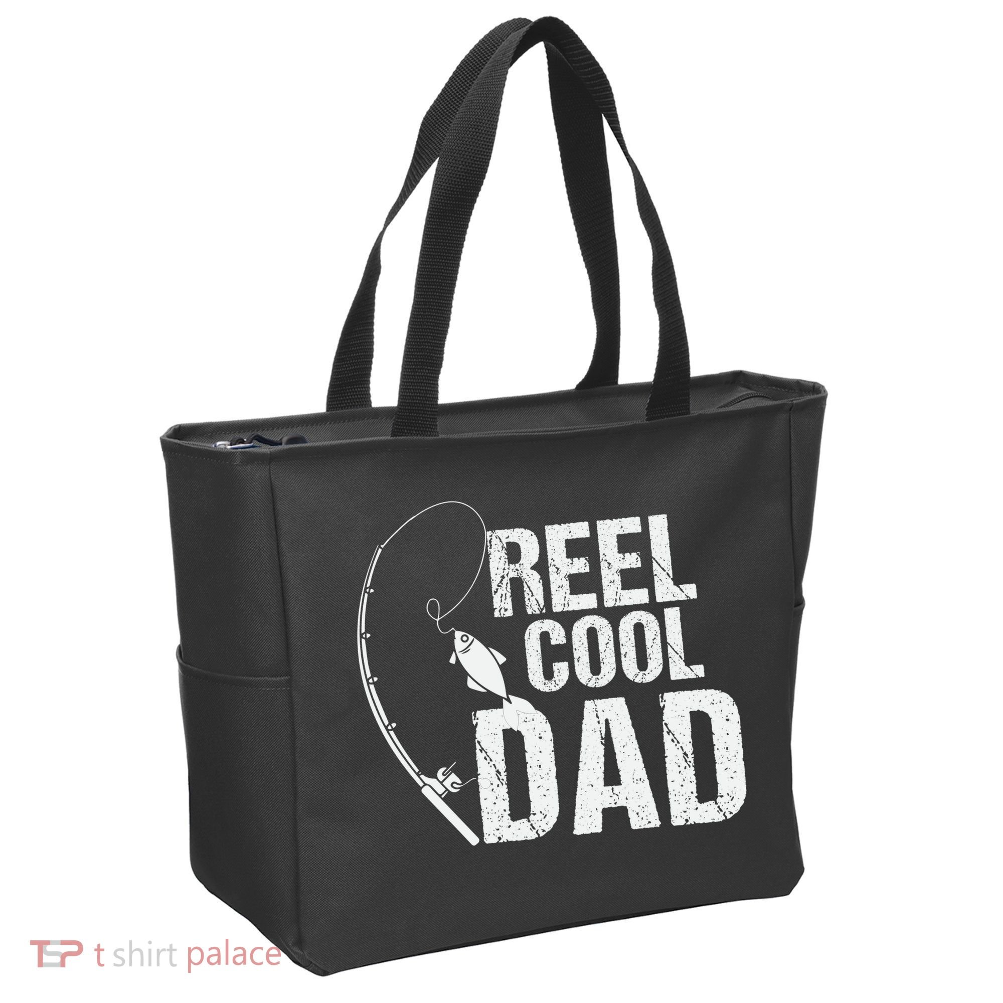 Reel Cool Dad Fishing Themed Graphic Tote Bag