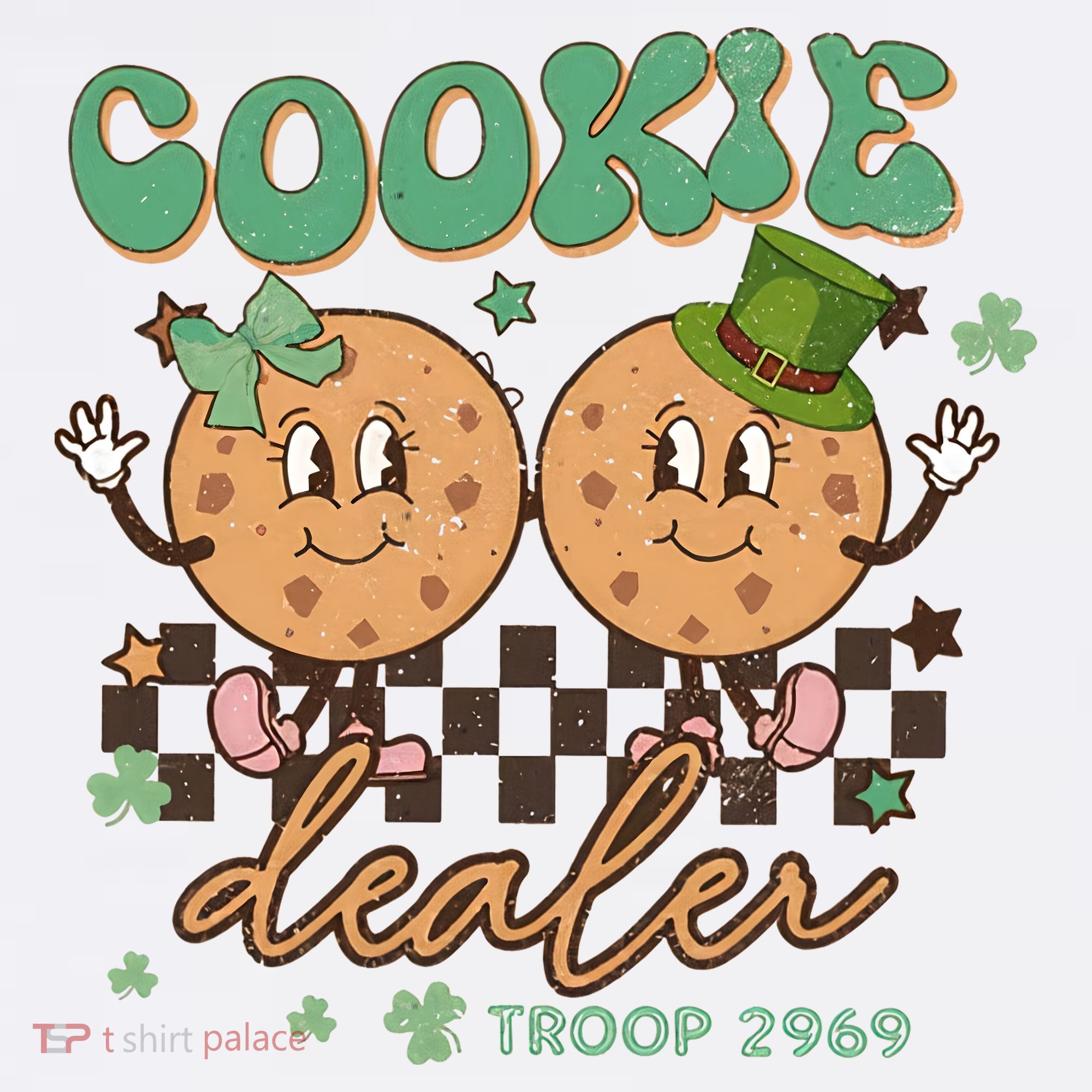 Retro Cookie Dealer St Patrick's Day Troop Number Girl Scout Girl Camping Women's Tank Top