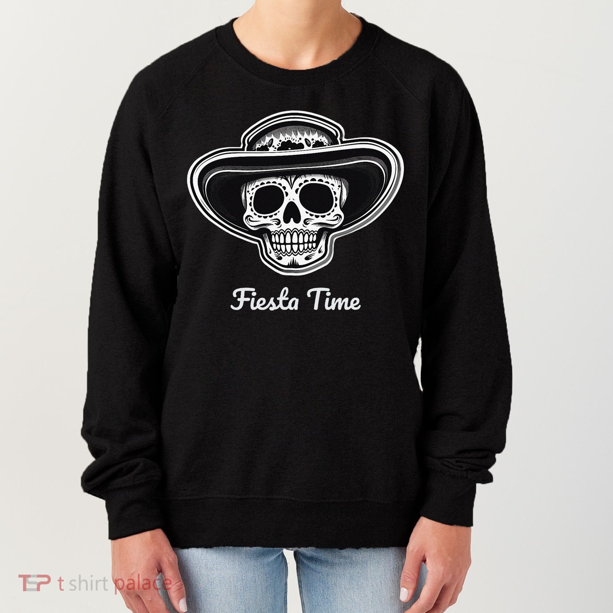 Retro Cinco de Mayo Sugar Candy Skull Fiesta Time Women's Sweatshirt