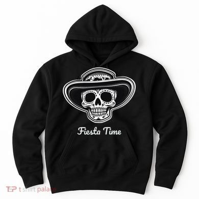 Retro Cinco de Mayo Sugar Candy Skull Fiesta Time Hoodie