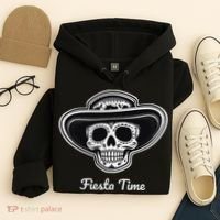 Retro Cinco de Mayo Sugar Candy Skull Fiesta Time Hoodie thumb 4