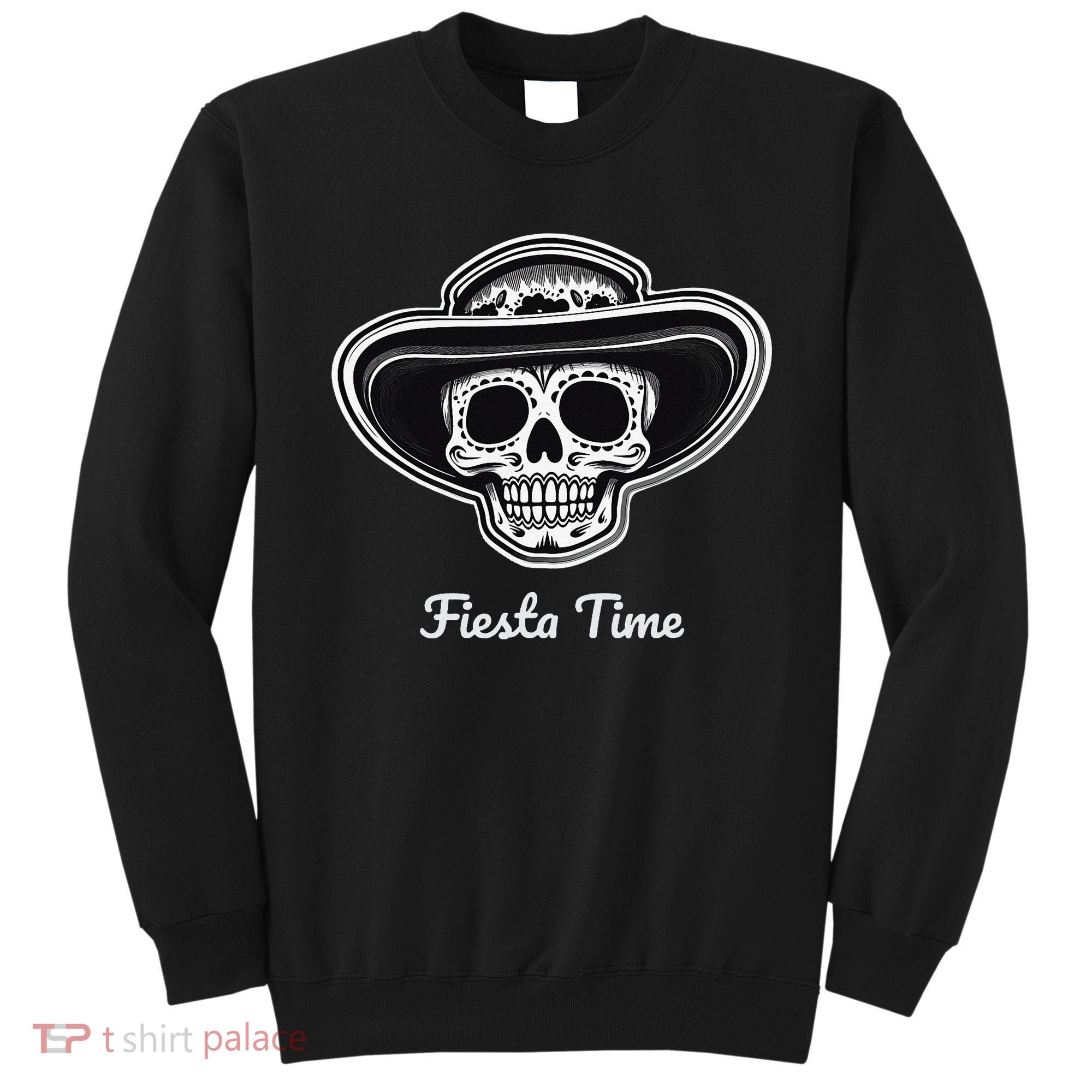 Retro Cinco de Mayo Sugar Candy Skull Fiesta Time Sweatshirt