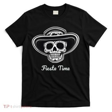 Retro Cinco de Mayo Sugar Candy Skull Fiesta Time T-Shirt