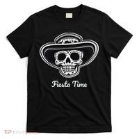 Retro Cinco de Mayo Sugar Candy Skull Fiesta Time T-Shirt thumb 0