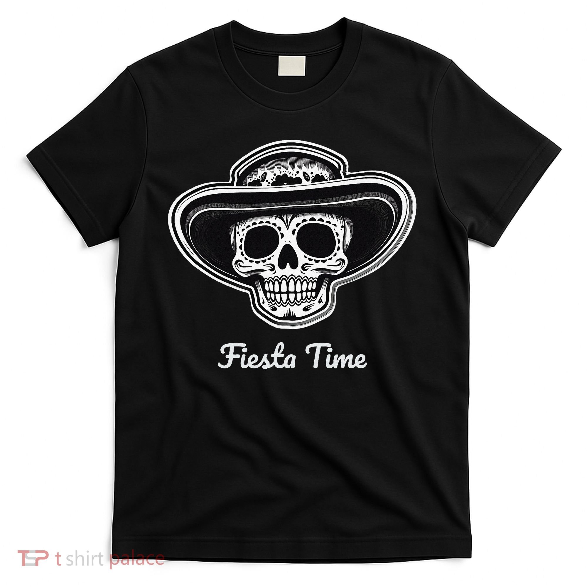 Retro Cinco de Mayo Sugar Candy Skull Fiesta Time T-Shirt