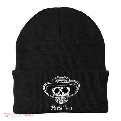 Retro Cinco de Mayo Sugar Candy Skull Fiesta Time Beanie