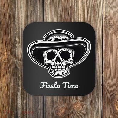 Retro Cinco de Mayo Sugar Candy Skull Fiesta Time Coaster