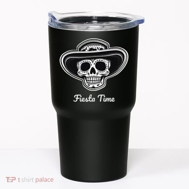 Retro Cinco de Mayo Sugar Candy Skull Fiesta Time Tumbler