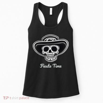 Retro Cinco de Mayo Sugar Candy Skull Fiesta Time Women's Tank Top