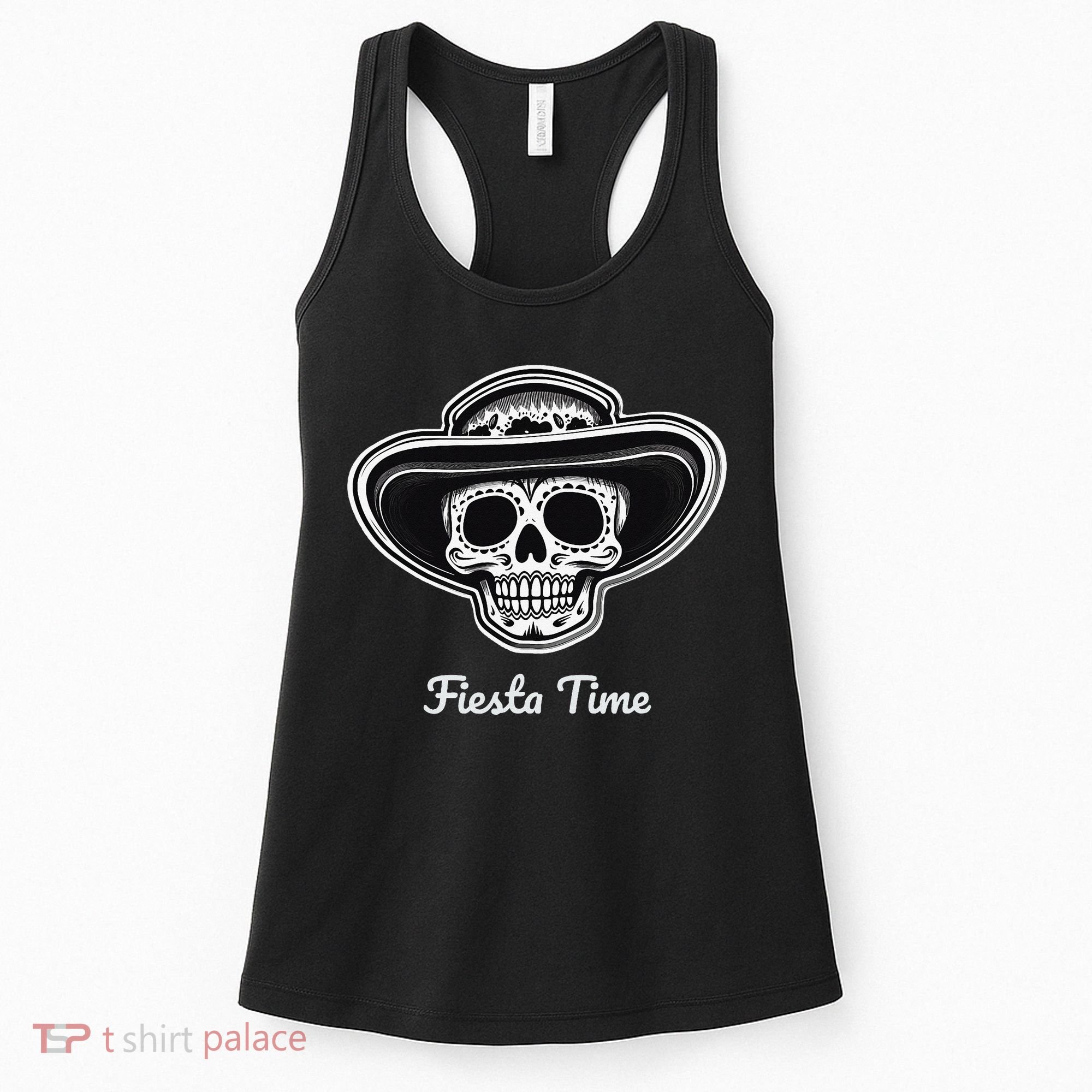 Retro Cinco de Mayo Sugar Candy Skull Fiesta Time Women's Tank Top