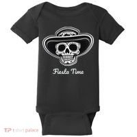 Retro Cinco de Mayo Sugar Candy Skull Fiesta Time Baby Bodysuit thumb 0