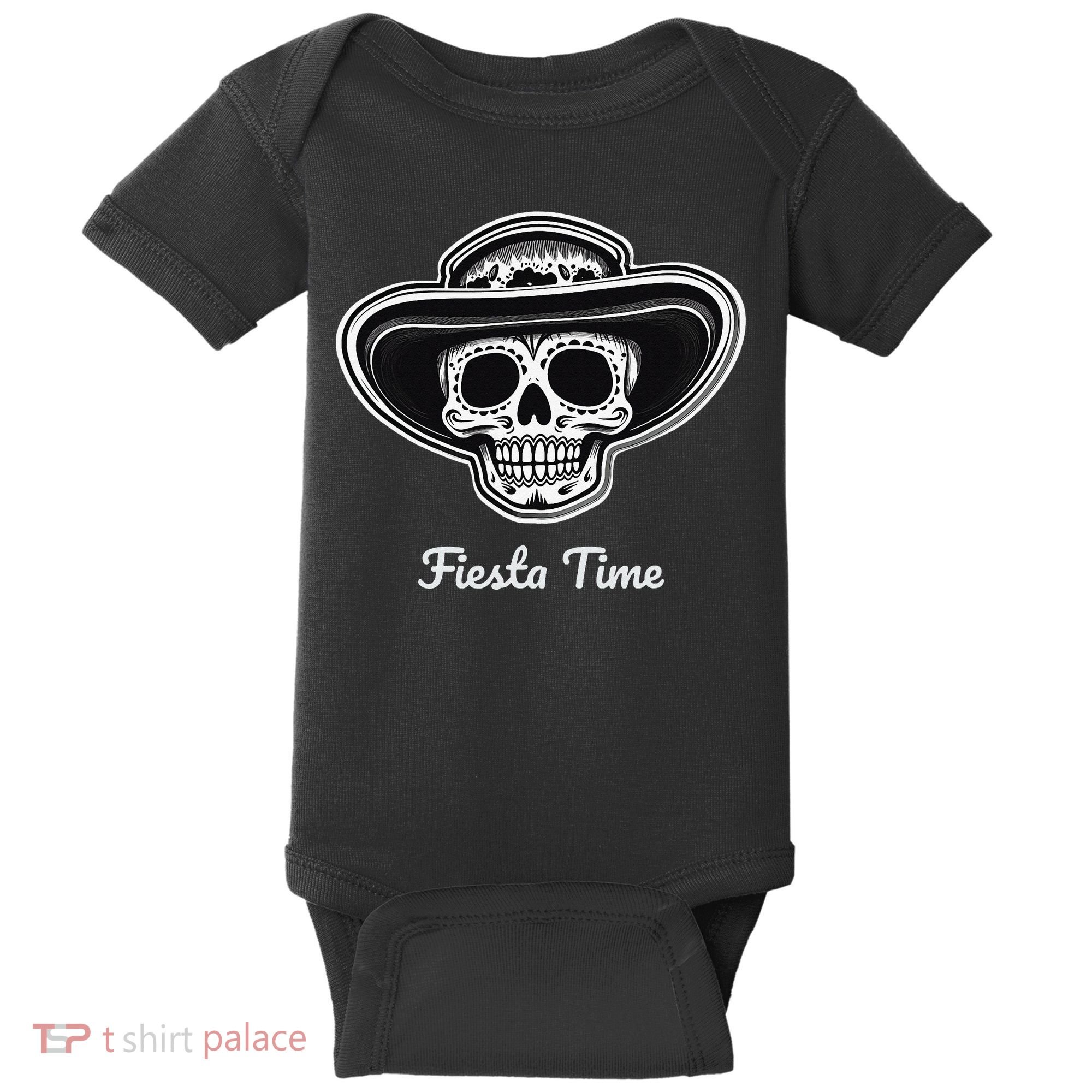 Retro Cinco de Mayo Sugar Candy Skull Fiesta Time Baby Bodysuit