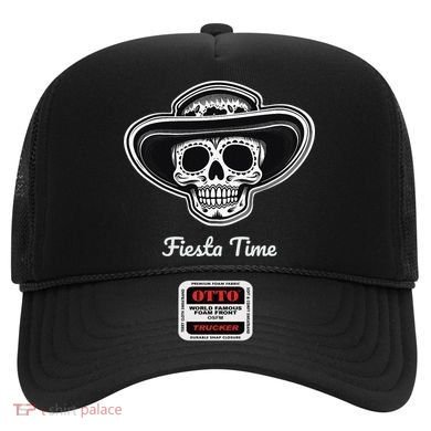 Retro Cinco de Mayo Sugar Candy Skull Fiesta Time Hat