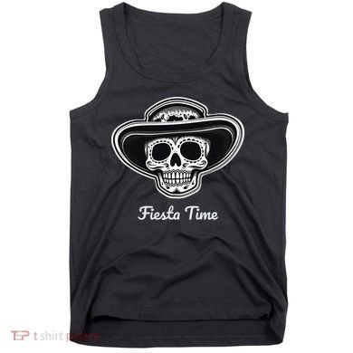 Retro Cinco de Mayo Sugar Candy Skull Fiesta Time Tank Top