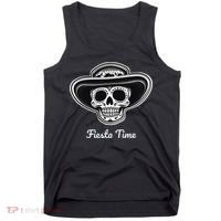 Retro Cinco de Mayo Sugar Candy Skull Fiesta Time Tank Top thumb 0