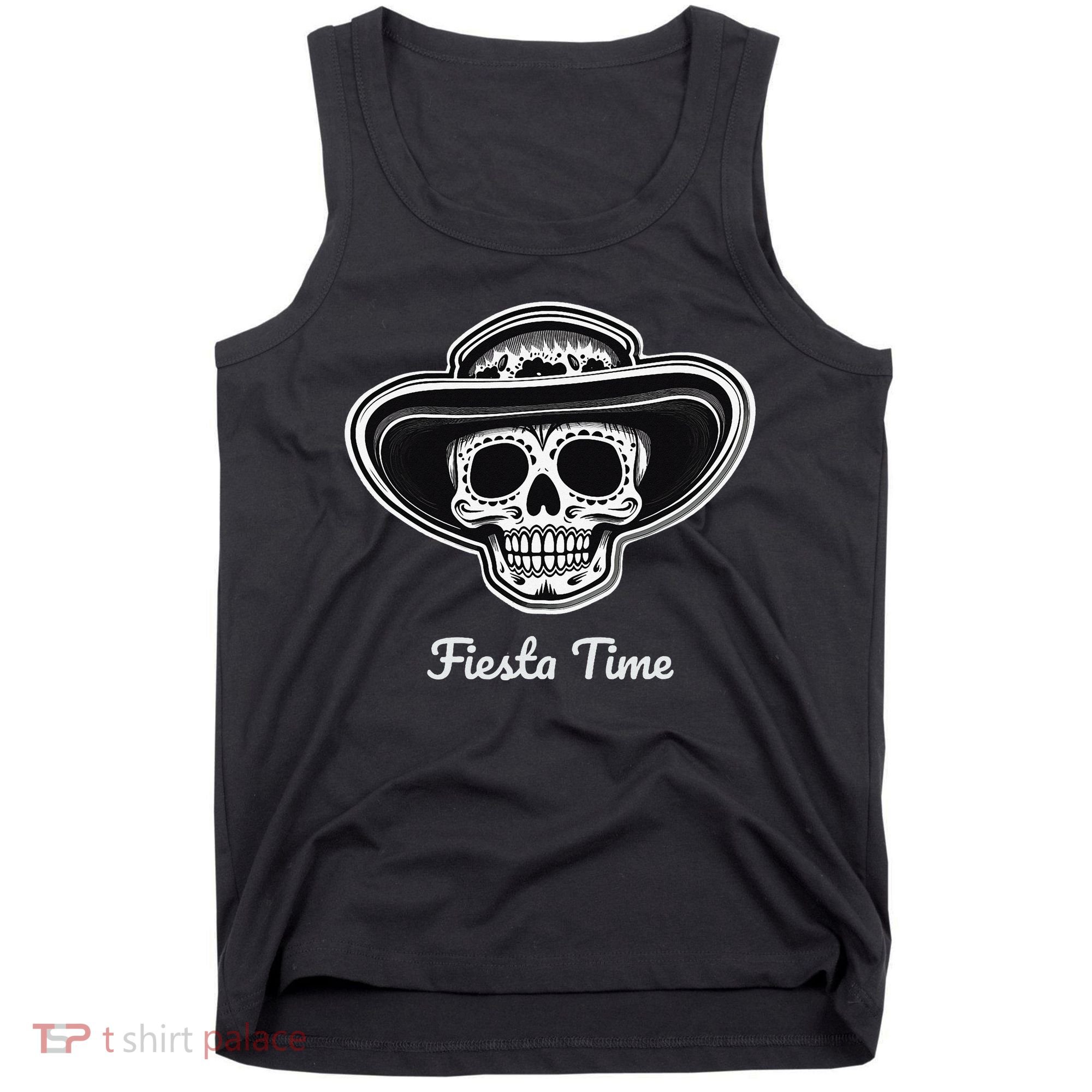 Retro Cinco de Mayo Sugar Candy Skull Fiesta Time Tank Top