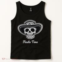 Retro Cinco de Mayo Sugar Candy Skull Fiesta Time Tank Top thumb 2