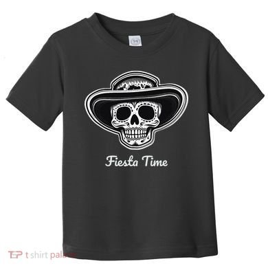 Retro Cinco de Mayo Sugar Candy Skull Fiesta Time Toddler T-Shirt