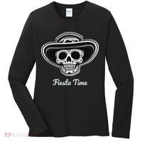 Retro Cinco de Mayo Sugar Candy Skull Fiesta Time Women's Long Sleeve Shirt thumb 0