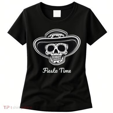 Retro Cinco de Mayo Sugar Candy Skull Fiesta Time Women's T-Shirt