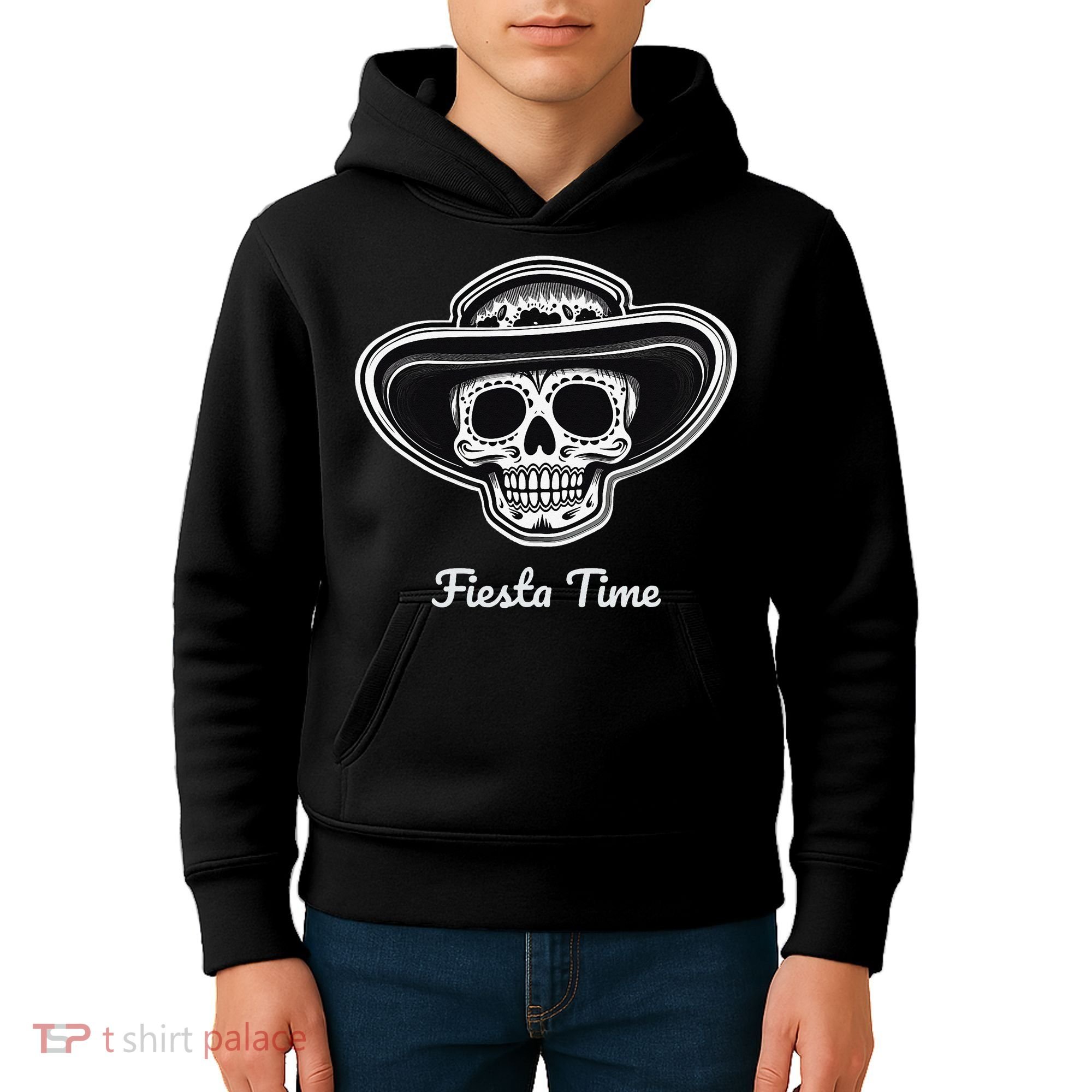 Retro Cinco de Mayo Sugar Candy Skull Fiesta Time Kids Hoodie