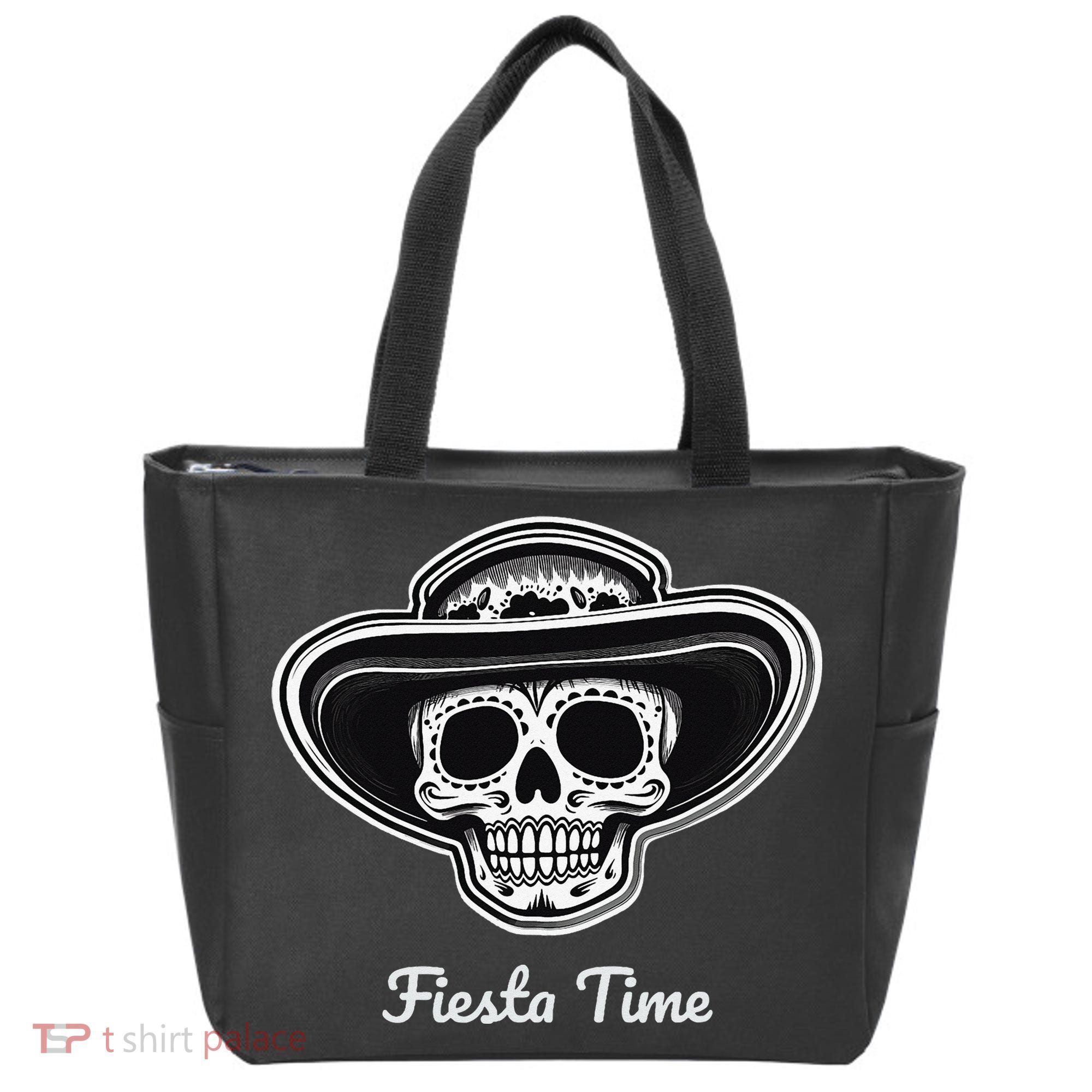 Retro Cinco de Mayo Sugar Candy Skull Fiesta Time Tote Bag