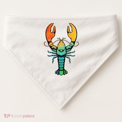Retro Crawfish Design Louisiana Crayfish Lobster USA-Made Doggie Bandana
