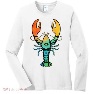 Retro Crawfish Design Louisiana Crayfish Lobster Women's Long Sleeve Shirt
