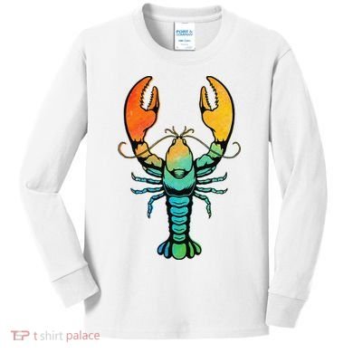 Retro Crawfish Design Louisiana Crayfish Lobster Kids Long Sleeve Shirt
