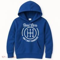 Real Cars Don't Shift Themselves Auto Racing Mechanic Funny Gift Kids Hoodie thumb 0