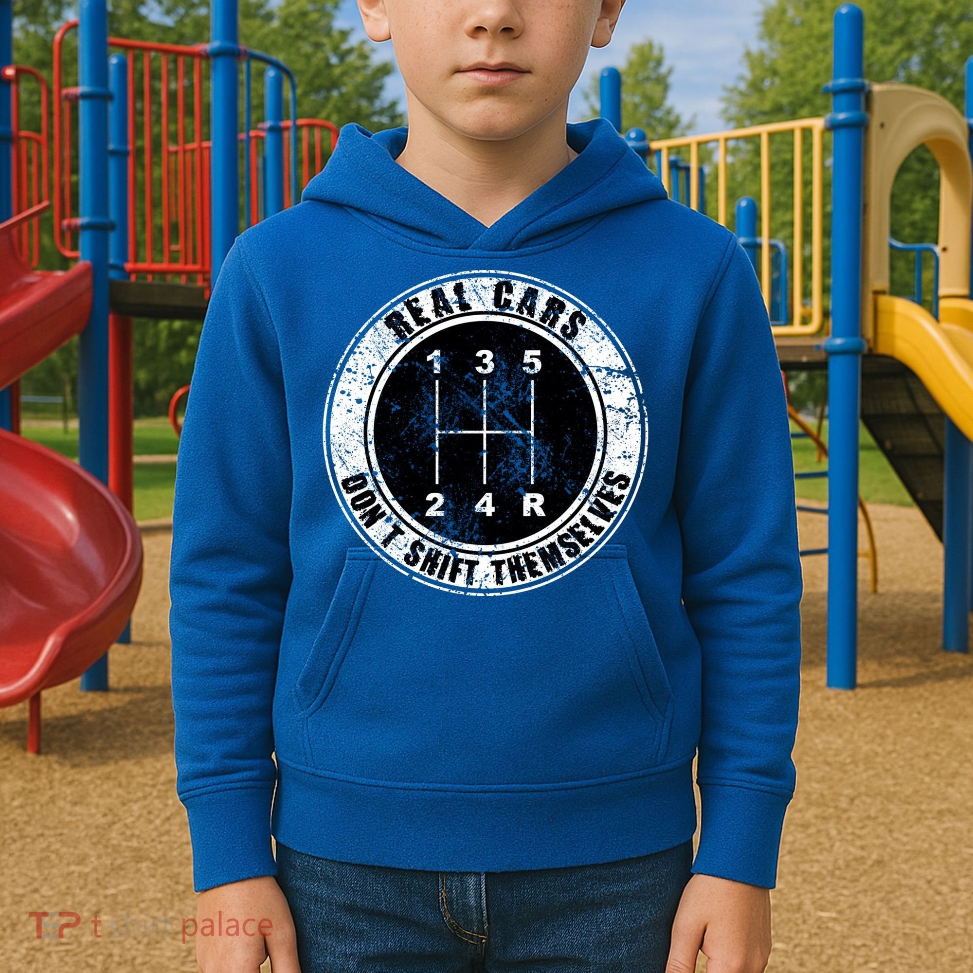 Real Cars Don't Shift Themselves Ual Transmission Gift Kids Hoodie