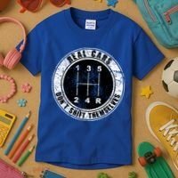 Real Cars Don't Shift Themselves Ual Transmission Gift Kids T-Shirt thumb 3