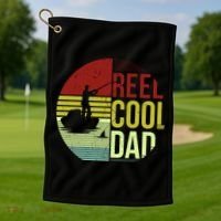 Reel Cool Dad Funny Fishing Fish Golf Towel thumb 1