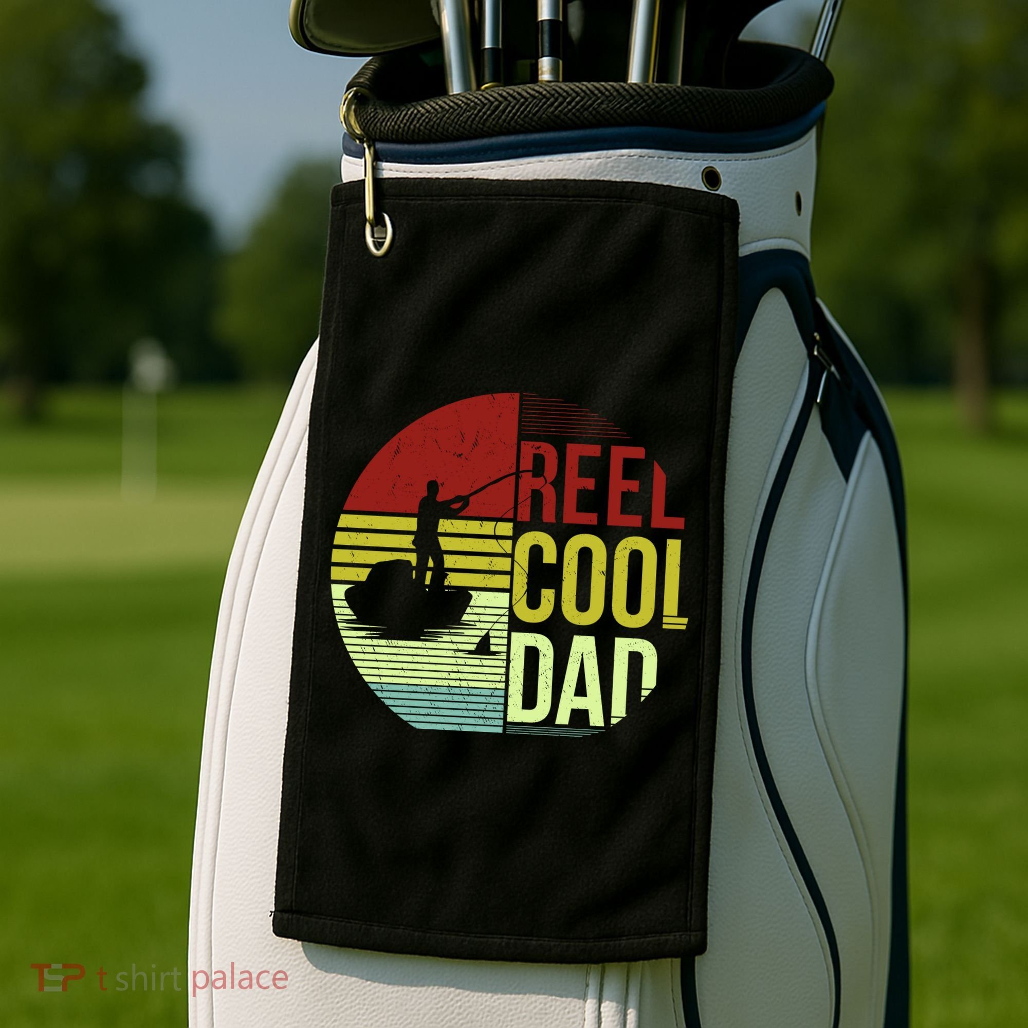 Reel Cool Dad Funny Fishing Fish Golf Towel