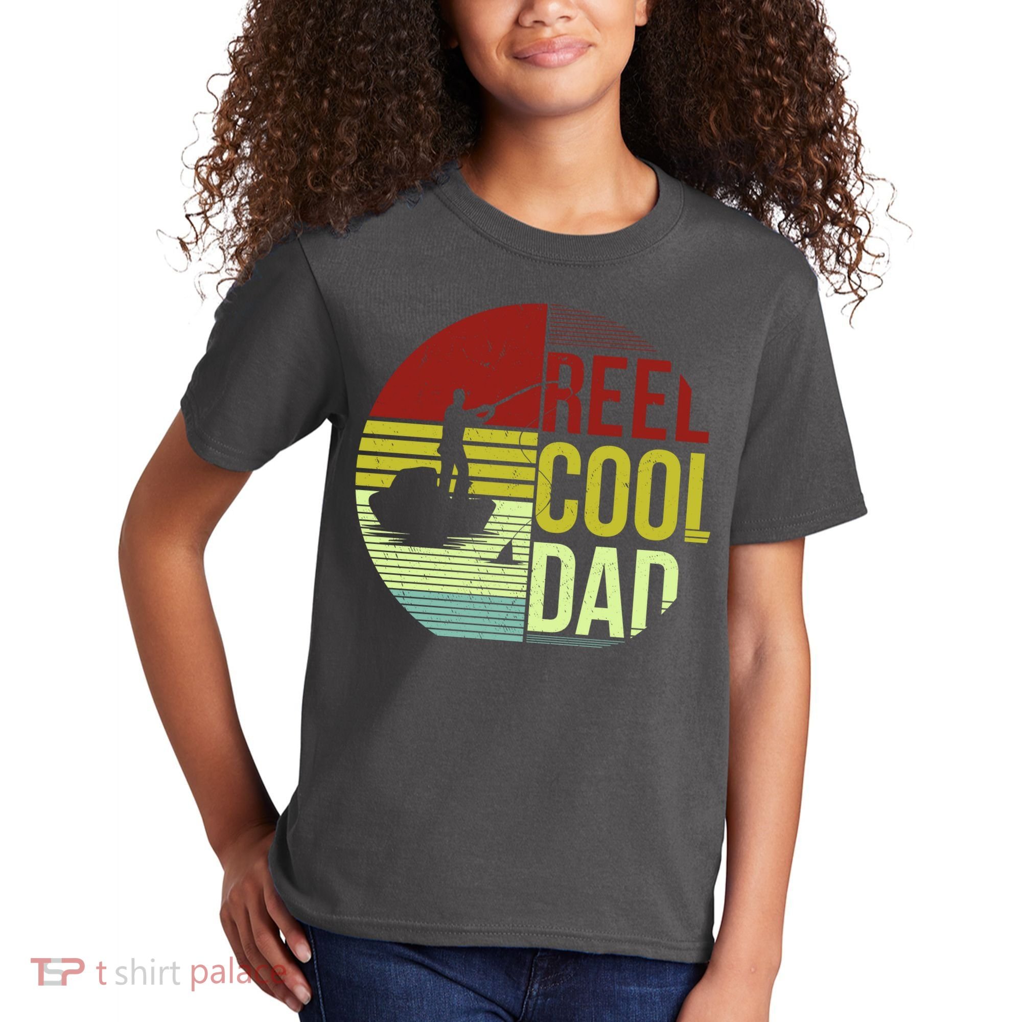 Reel Cool Dad Funny Fishing Fish Kids T-Shirt