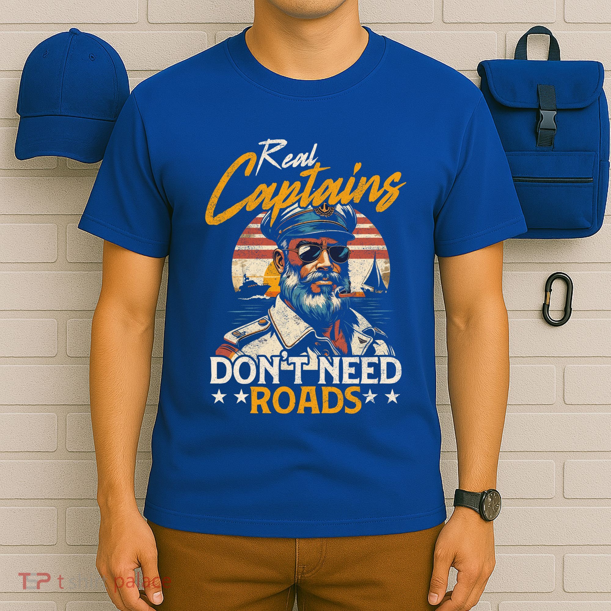 Real Captains Don’T Need Roads Motor Boat Captain Gift T-Shirt
