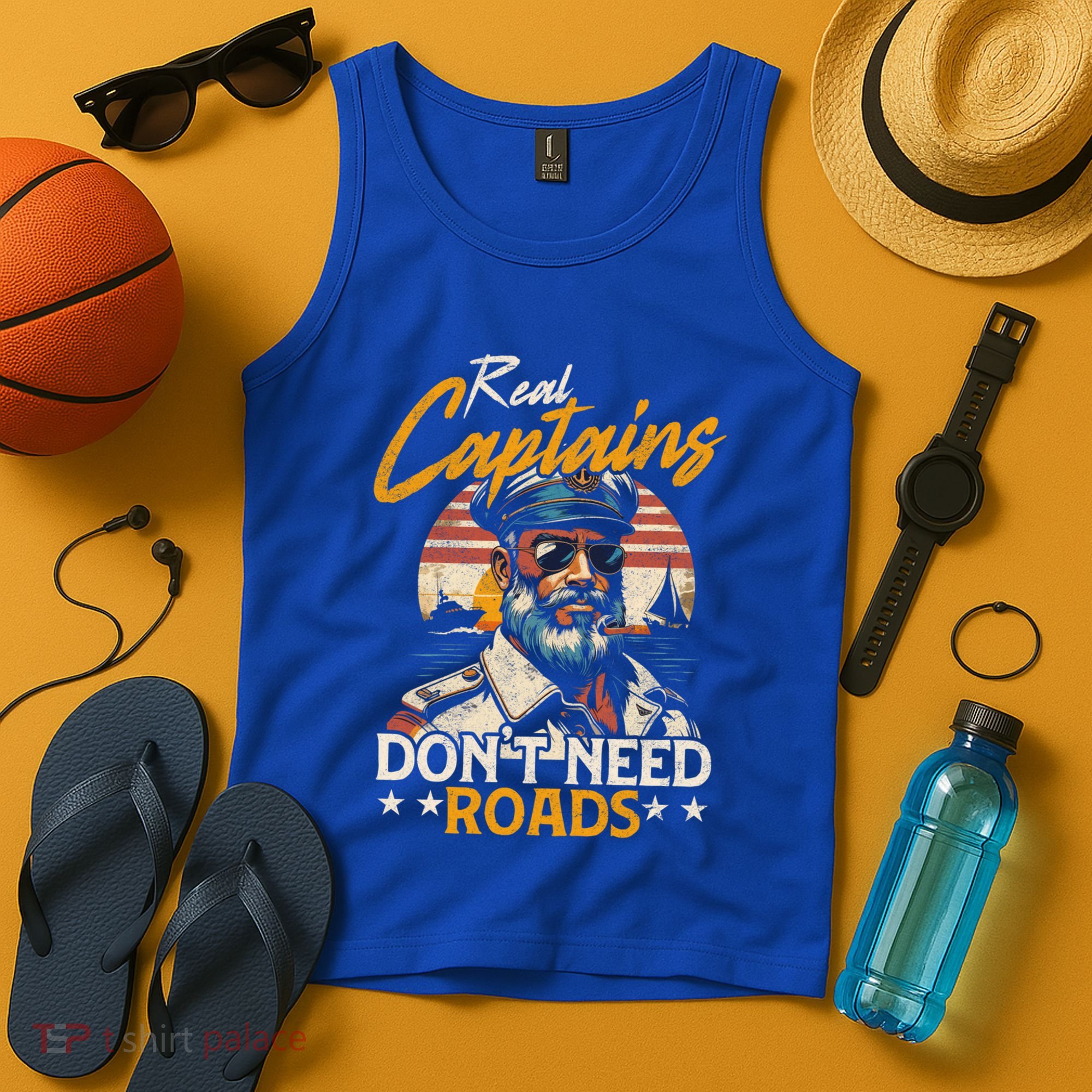 Real Captains Don’T Need Roads Motor Boat Captain Gift Tank Top