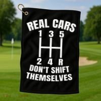Real Cars DonT Shift Themselves Mechanic Auto Racing Golf Towel thumb 1