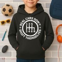Real Cars Dont Shift Themselves Ual Shift Mechanic Kids Hoodie thumb 2