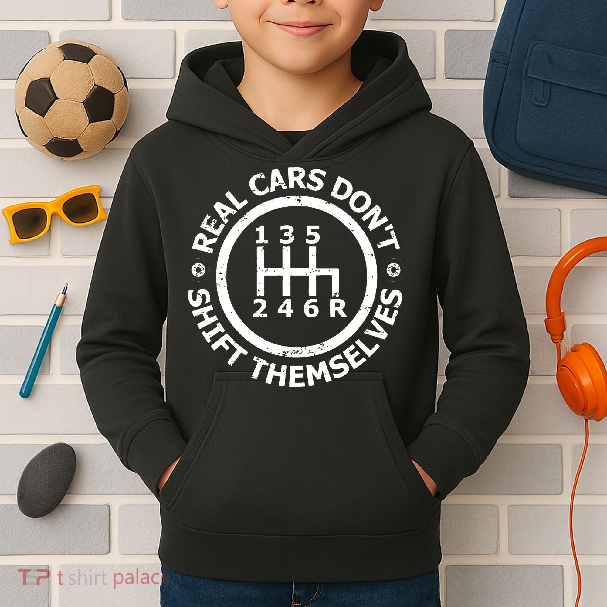 Real Cars Dont Shift Themselves Ual Shift Mechanic Kids Hoodie