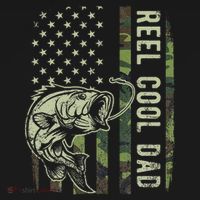 Reel Cool Dad Camouflage American Flag Father's Day USA-Made Doggie Bandana thumb 2