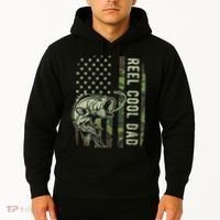 Reel Cool Dad Camouflage American Flag Father's Day Hoodie thumb 2