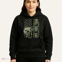 Reel Cool Dad Camouflage American Flag Father's Day Hoodie thumb 5